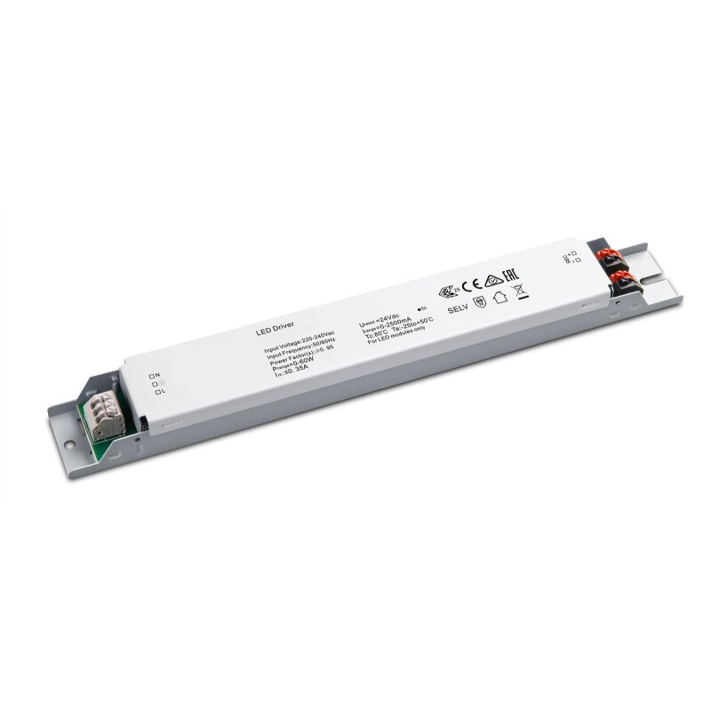 LED power supply CV 24V DC 0-60W 0-2,5A not dimmable IP20 linear